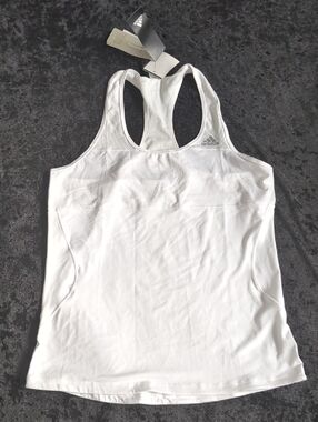 adidas White Women's Racerback Athletic Tank - L